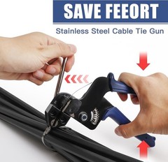 Heavy Duty Outdoor Stainless Steel Cable Tie Tool Gun Set +200pcs Metal Zip Ties