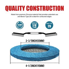 Flap Discs 40 Grit 4 1/2 x 7/8 Inch 50 Pack Stainless Steel EZARC Type
