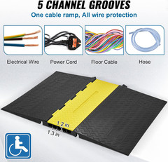 Heavy Duty 5-Channel Cable Protector Ramp – 22,000 lbs Capacity, ADA Compliant