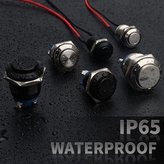 5pcs 19mm Momentary Push Button Switch IP65 Waterproof Aluminum Alloy