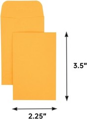 120 Pack Of #1 Small Coin/Seed Envelopes 2.25″ x 3.5″ with Gummed Flap Yellow