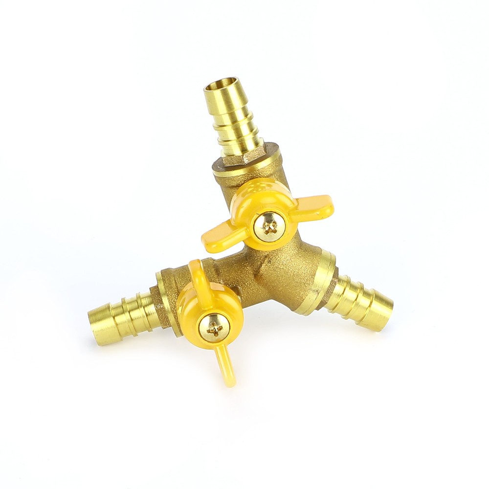 🚀Y Shaped 3/8″ ID Hose Barb Type 3 Way Brass Shut Off Ball Valve Fitting