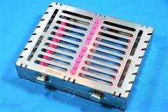 2 GERMAN DENTAL AUTOCLAVE STERILIZATION CASSETTE BOX TRAY FOR 10 INSTRUMENT-PINK