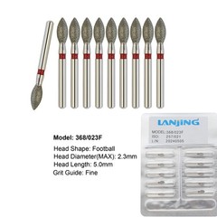 Multi-Use Dental Diamond Burs Fine Grit Football Round End Taper Friction Grip