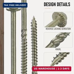 Hex Head Heavy Duty Wood Screws #14 x 6, Structural Lag Screws for Log, Timber,
