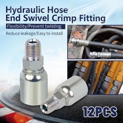 12 Pack 1/2″ NPTF Hydraulic Hose End Fittings, 1/2″ I.D. Hose x 1/2″ NPTF Male