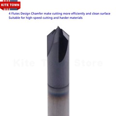 1/4″ 4 Flute 90 Degree Solid Carbide Chamfer Mill – Double End – AlTiN Coated