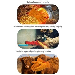 Reinforced Cowhides Heatproof Gloves for Construction Welding Grinding Moving
