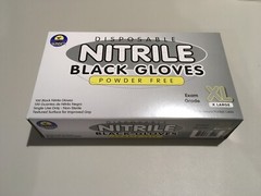 SUNSET DISPOSABLE NITRILE BLACK GLOVES BOX OF 1,000 EXAM GRADE POWDER FREE XL