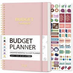 Budget Planner – Monthly Book with 9.9 x 6.9 x 0.5 inches, A.Pink