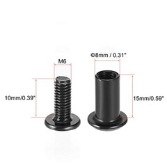 10 Sets Screw Post Male M6x10mm Belt Buckle Binding Bolts Carbon Steel Black