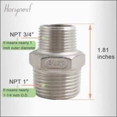 Versatile Hex Nipple Connector NPT 1″ to NPT 3/4″ Male Thread Reducer – Set of 2