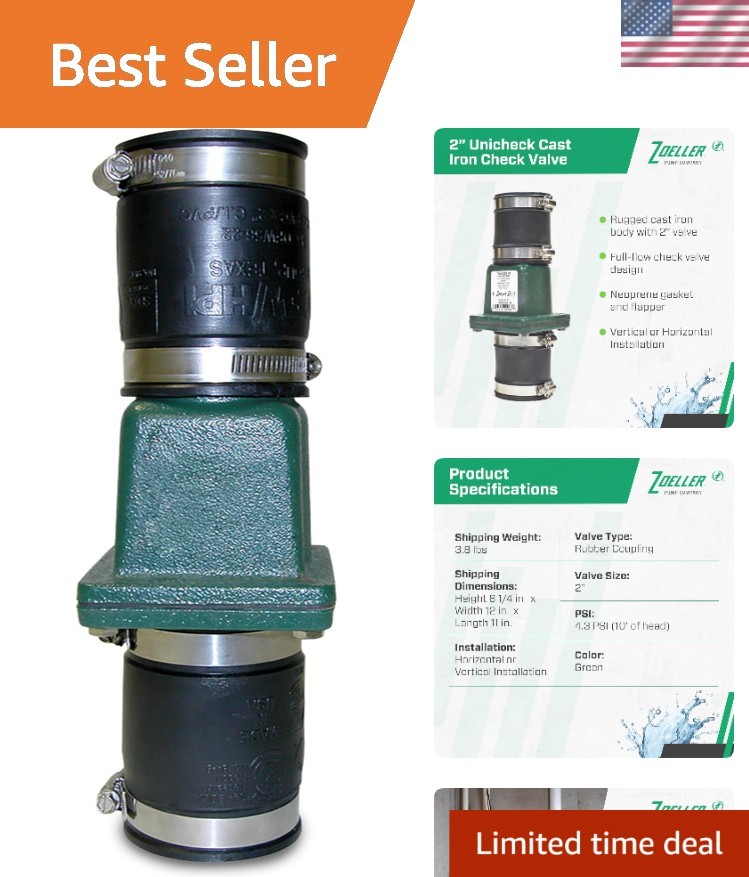 30-0151 Cast Iron Check Valve 2 Inch Slip x Slip Sewage Effluent Pump