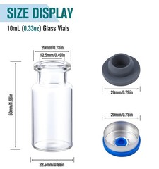 100/500/1000Pcs 10ml Lab Sample Vials Clear Glass Vials with Caps Headspace Vial