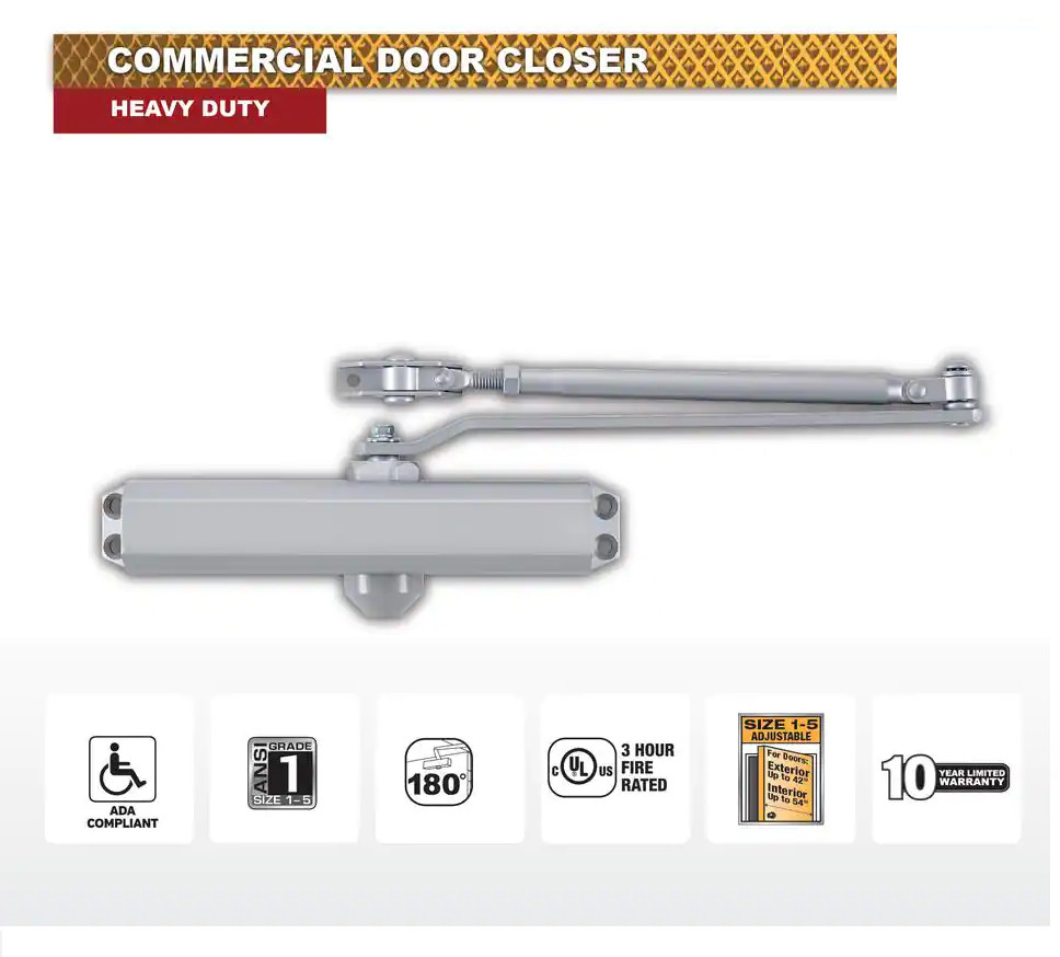 Universal Hardware UH4032 Heavy-Duty Silver Commercial Door Closer NEW (5D)