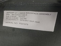 US Navy A/P22P-21 Crew Parachute Backpack Assembly (no parachute)