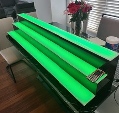 LED Liquor Bottle Display Shelf Acrylic Black 60in 3 Shelves Multi-Color Remote