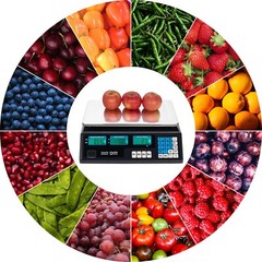 US 40kg/5g Digital Price Computing Scale Black for Vegetable Food US Plug w/ LCD