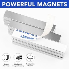 Strong Magnet Strips Heavy Duty – Rare Earth Magnets with Adhesive – Pack of 6