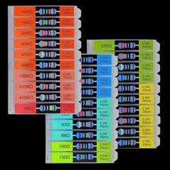 1/2W 600pcs 30 Values 1% Metal Film Resistor Assortment Kit 1 Ohm-1M Ohm LED