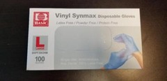 10 Boxes Basic Vinyl Disposable Gloves Synmax Exam Latex & Powder-Free Large