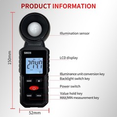 Digital Illuminance Lux Meter 20200,000 Lux Light Photography LED Measurement