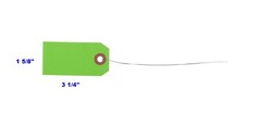 100 Green Tags with Wire 3 1/4 x 1 5/8″ Size 2 Inventory Price Hang Prewired Tag