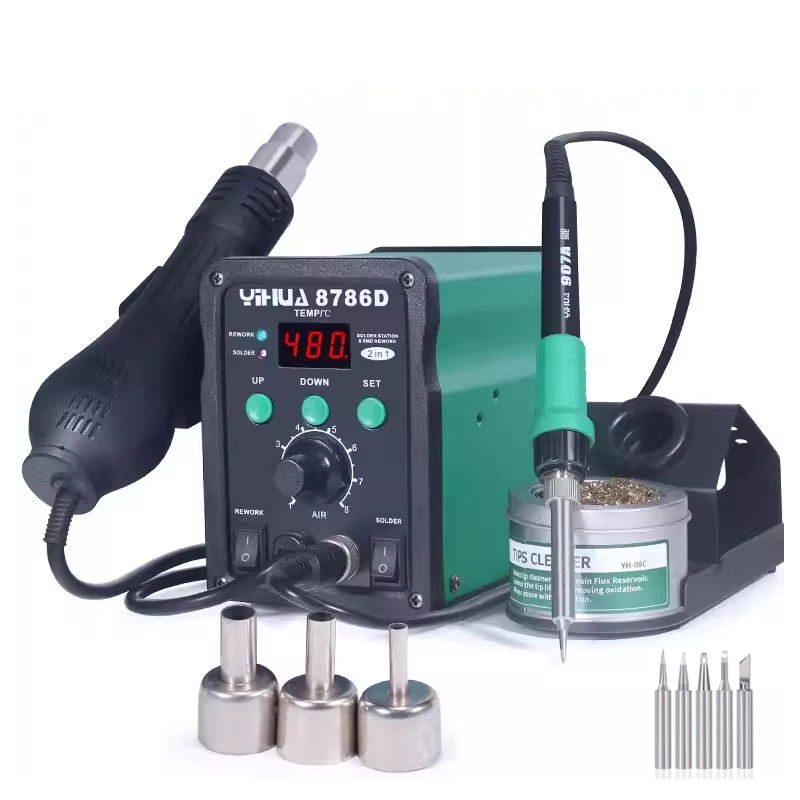 YIHUA 2-in-1 Soldering Station Hot Air Gun Digital Desoldering Rework Station