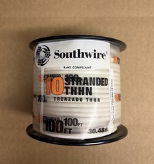 SouthWire 22974084: 100 ft. 10 AWG White Stranded CU THHN Wire NEW
