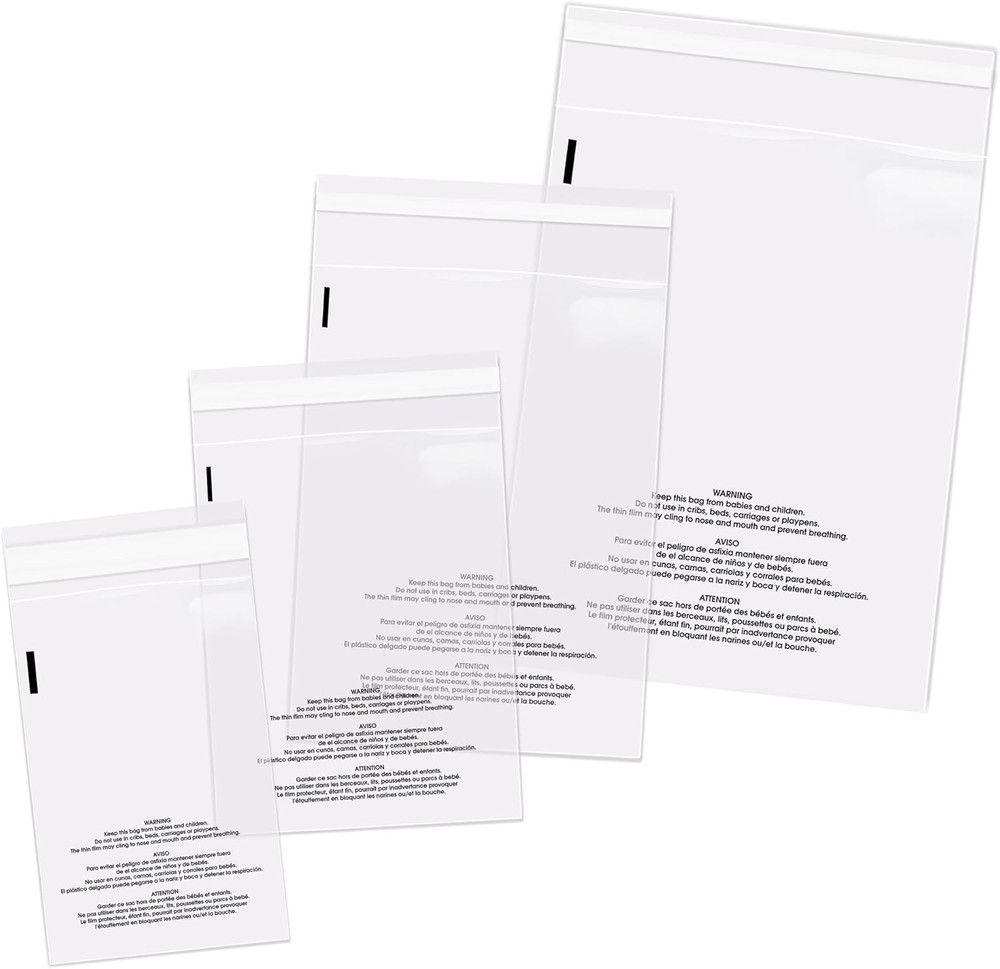 – Poly Bag Bundle Combo Pack of 400-6X9, 8X10, 9X12, 11X14 Self Seal Clear Pl…