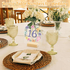 5 Sets Acrylic Sign Holder 5×7, Clear Arched Acrylic Table Numbers with Wood …