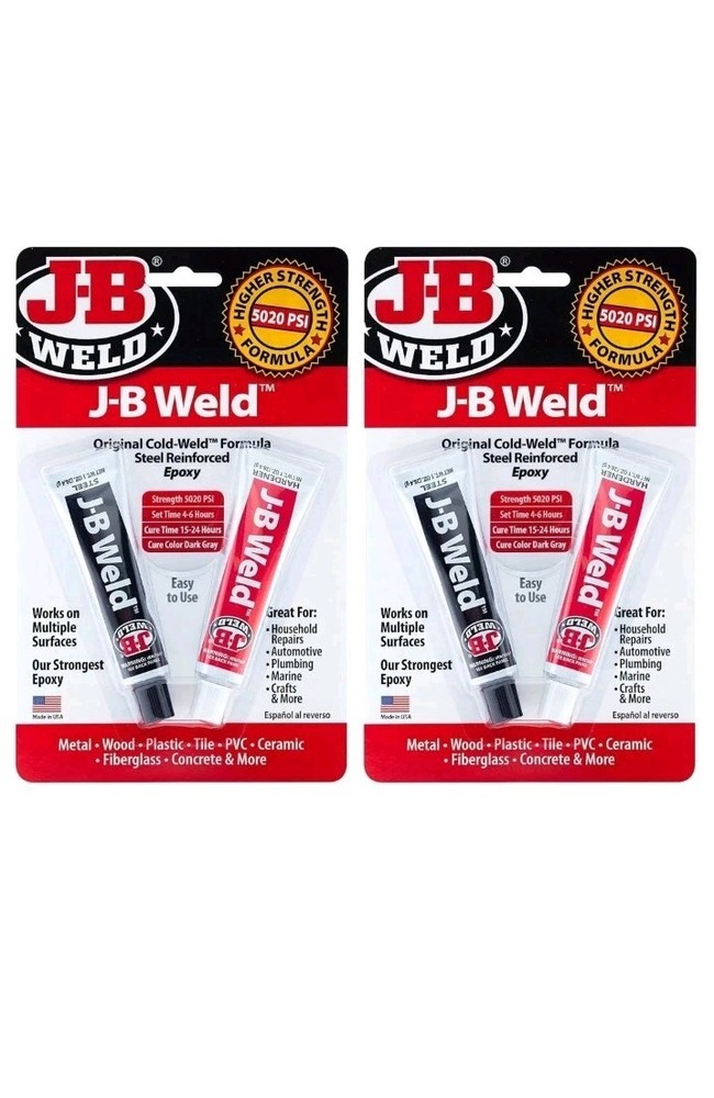 J-B Weld Original Epoxy – 2-Pack, Steel Reinforced, High Strength, Dark Grey