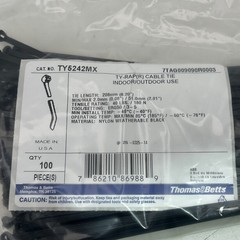 Bag of 100 Thomas & Betts TY5242MX Ty-Rap Cable Tie Black