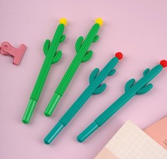 12pcs Cactus Shape Gel Ink Writing Pens 0.5 mm Black Ink Fun Kawaii Pens Bulk
