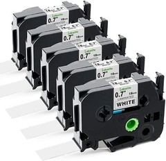 5PK TZe-241 TZ-241 3/4″ Black on White tape 18mm For Brother P-Touch Label