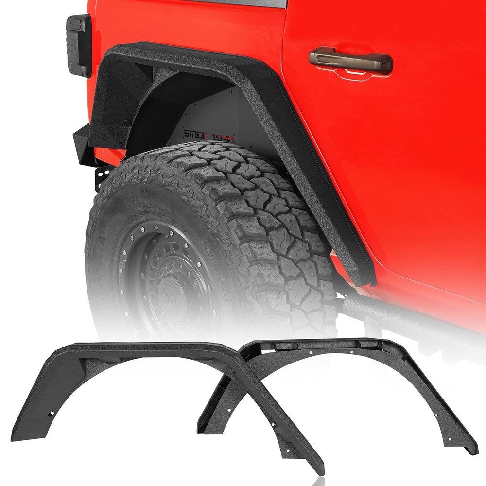 2018-2026 Jeep Wrangler JL Rear Steel Flat Fender Flares Textured Black 2PCS