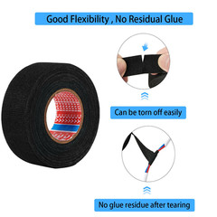 2 Rolls Wire Harness Tape 15mm x 50Ft Black Cloth Loom for Auto Wiring Noise
