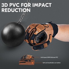 Vgo Cow Leather Work Gloves, Impact Mechanic Gloves,Water Repellent (CA7722IP)