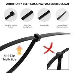 Zip Ties Assorted Sizes(4”+6”+8”+12”), 2000 Pack,Black Cable Ties,Multi-Purpose