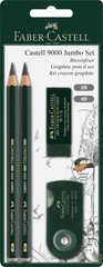 9000 Jumbo Graphite Pencil Set 2B 4B Sharpener Eraser Drawing Sketching Art