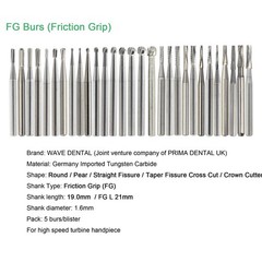 Wave Dental Carbide Burs FG 19mm High Speed Surgical 25mm FG SURG 330 557 702 6
