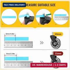 Office Chair Wheels Dual Rubber 2” (Set of 5) Heavy-Duty Chair Wheels Support 2