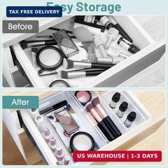 WOWBOX 25 PCS Clear Plastic Drawer Organizer Set, 4 Sizes Desk Drawer Divider Or