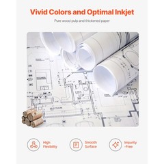 Uimoso Wide Format Plotter Paper Rolls for CAD, 2/8/20 Rolls, 150/300/500 ft
