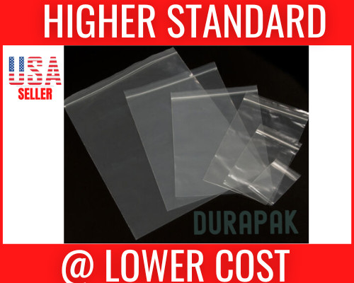 1000-2000~ 2×3″ – 6×8″ 4 Mil Clear Zip Reclosable Lock Seal Top Poly Zipper Bag