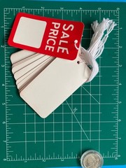 VINTAGE LOT 20 NEW STRING Strung Red White LARGE Sale Price Tags Merchandise