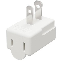 1PC NEMA 1-15P to 1-15R Polarized 2-Prong Right Angle AC Adapter White