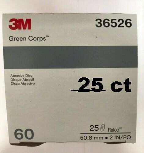 3M Green Corps Roloc Grinding Discs 2″ 60 Grit 3M 36526 replacement for 3M 01397