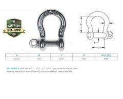 Mil Spec Stainless Steel T316 Forged Loaded Rate Screw Pin Anchor Shackle