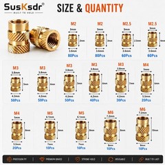 Brass Heat Set Threaded Inserts Kit Metric Assortment Knurled Nuts 3D Printing 5